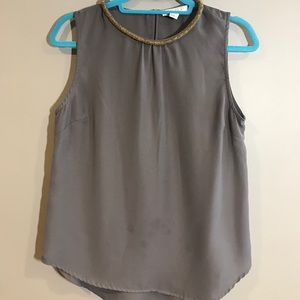Gold Beaded & Gray Sleeveless Top
